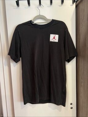 Jordan Black Short Sleeve Tee with Red Jumpman Patch